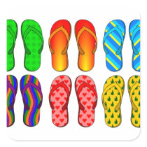 Flip Flops Square Stickers