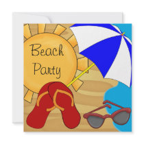 Flip Flops Sunglasses Beach Birthday Party Personalized Announcements