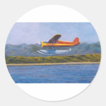 float plane round stickers
