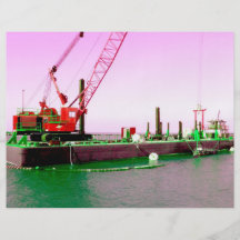 Floating Barge with crane green and purple toned Personalized Flyer