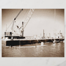 Floating Barge with crane sepia toned Full Color Flyer