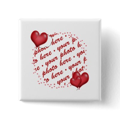 Floating Heart Balloons Photo Frame Pinback Button by Frames4you