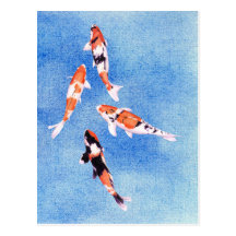 Floating Koi blue Postcard