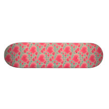 Floating Pink Hearts Pattern Skateboard