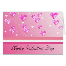 Floating Pink Valentine Hearts Cards