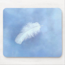 Floating white feather Mousepad