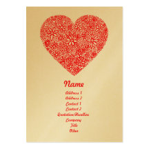 Flocked Heart - Gold - Vertical Business Card Template