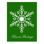 Flocon de neige sur le vert carte postale
