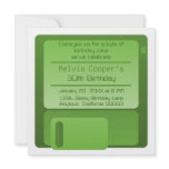 Floppy Disc Geek Birthday Party Invite, Green