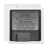 Floppy Disc Geek Birthday Party Invite, Grey invitations