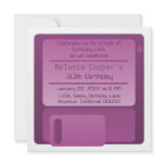Floppy Disc Geek Birthday Party Invite, Purple