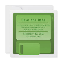 Floppy Disc Save the Date Announcement, Green