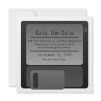 Floppy Disc Save the Date Announcement, Grey