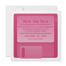 Floppy Disc Save the Date Announcement, Magenta