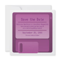 Floppy Disc Save the Date Announcement, Purple