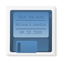 Floppy Disc Save the Date Magnet, Dark Blue
