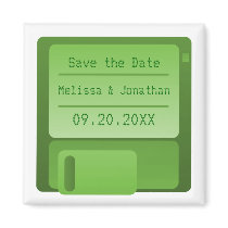 Floppy Disc Save the Date Magnet, Green