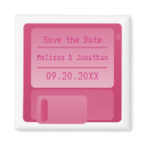 Floppy Disc Save the Date Magnet, Magenta