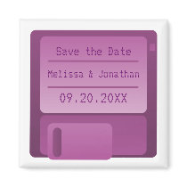 Floppy Disc Save the Date Magnet, Purple
