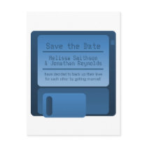 Floppy Disc Save the Date Postcard, Dark Blue