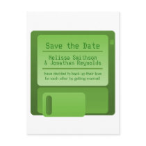Floppy Disc Save the Date Postcard, Green
