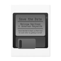 Floppy Disc Save the Date Postcard, Grey