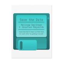 Floppy Disc Save the Date Postcard, Turquoise