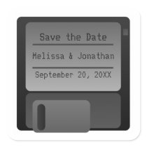 Floppy Disc Save the Date Stickers, Grey