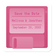 Floppy Disc Save the Date Stickers, Magenta