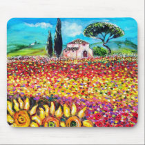 FLORA EN champs, pavots et tournesols de la TOSCAN tapis de souris