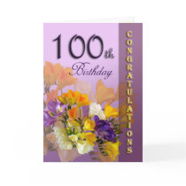 Floral 100th Birthday Congratulations Card