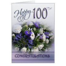 Floral 100th Birthday Congratulations Card