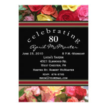 Floral 80th Birthday Party Invitation