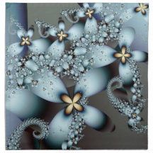 Floral abstrait mignon d'or bleu serviettes imprimées