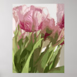 Floral abstrait - tulipes roses 4 affiche