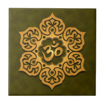 Floral Aum Design, green Ceramic Tiles