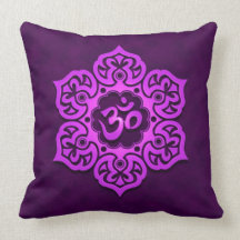 Floral Aum Design, purple Pillows