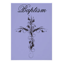 floral baptism cross invitation