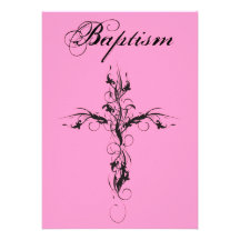 floral baptism cross invitation