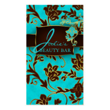 Floral Beauty Business Cards Gold Trim