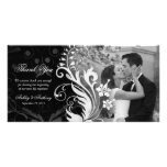 Floral Black and White Wedding Thank You Photocard Photo Card