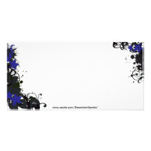Floral-bleu élégant cartes avec photo