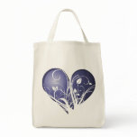 Floral blue heart canvas bag