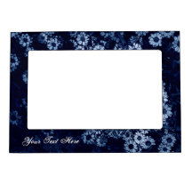 Floral Blue Photo Frame Magnet 3