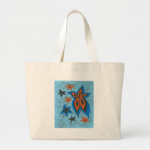 Floral-blues n oranges canvas bags