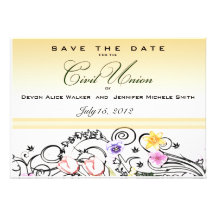 Floral Bouquet Civil Union Save the Date Invite