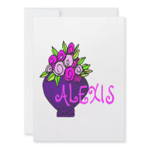 Floral Bouquet Flat Personalized Note Cards Invitation