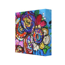 Floral Bouquet in Pinks, Purples, Blues, Reds Gallery Wrap Canvas
