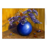 Floral Bouquet Thank You Card Blue, Purple, Gold