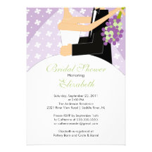 Floral Bride Bridal Shower Invitation Purple Green